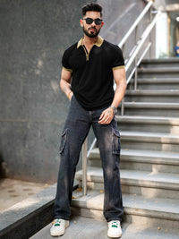 Solid Black Half Sleeve T-Shirt