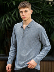 Street Blocks Light Grey Full Sleeve Polo T-Shirt