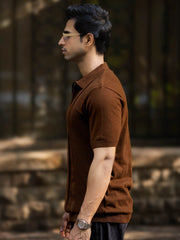 Frosknit Brown Half Sleeve Polo T-Shirt