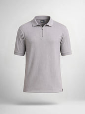 Light grey half sleeve dropknit polo t-shirt for men - view 7