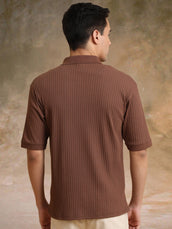 DropKnit Brown Polo Half Sleeve T-Shirt