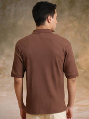 DropKnit Brown Polo Half Sleeve T-Shirt