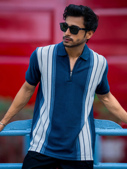 Knitridge Navy Half Sleeve Polo T-Shirt