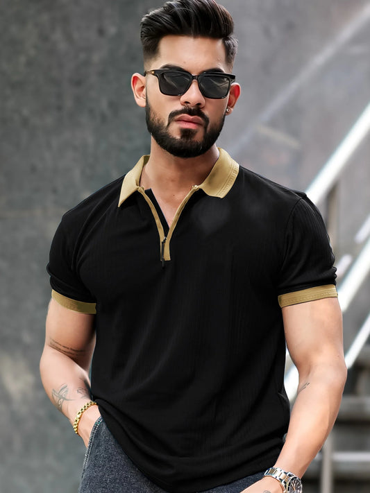Solid Black Half Sleeve T-Shirt