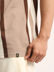 High Street Cream, Brown Half Sleeve Polo T-Shirt