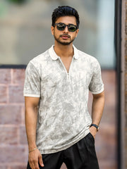 Burnout Spray Grey Half Sleeve Polo T-Shirt