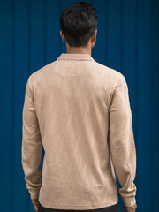 Opal Wave Beige Full Sleeve Polo T-Shirt