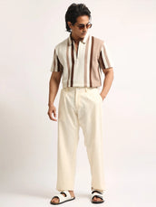 High Street Cream, Brown Half Sleeve Polo T-Shirt