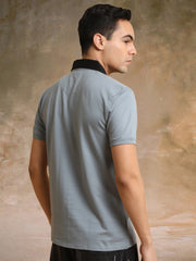 Plain Light Grey Polo Half Sleeve T-Shirt