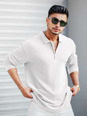 Umbrella White Full Sleeve Polo T-Shirt