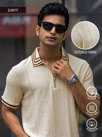 Cream Half Sleeve Polo T-Shirt