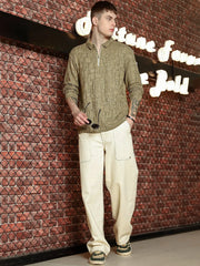 Hyper Mesh Dusty Green Full Sleeve Polo T-Shirt