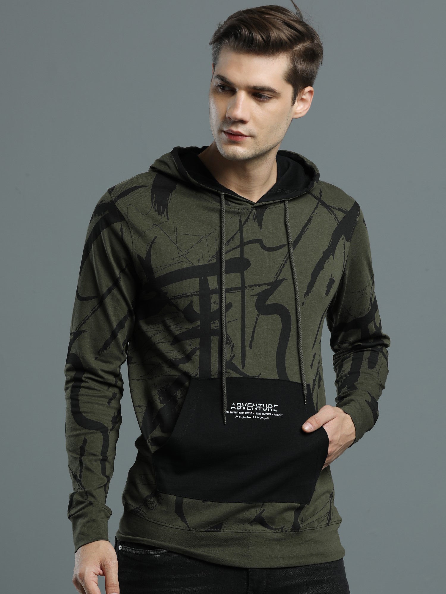 Adventure Olive Green Hoodie T-shirt