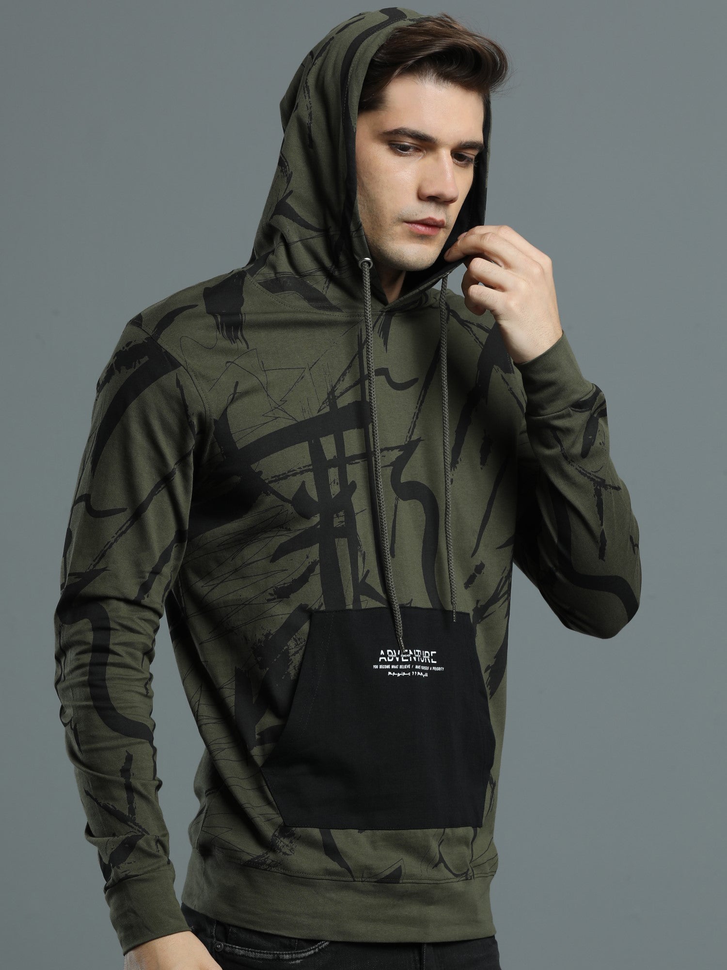 Adventure Olive Green Hoodie T-shirt