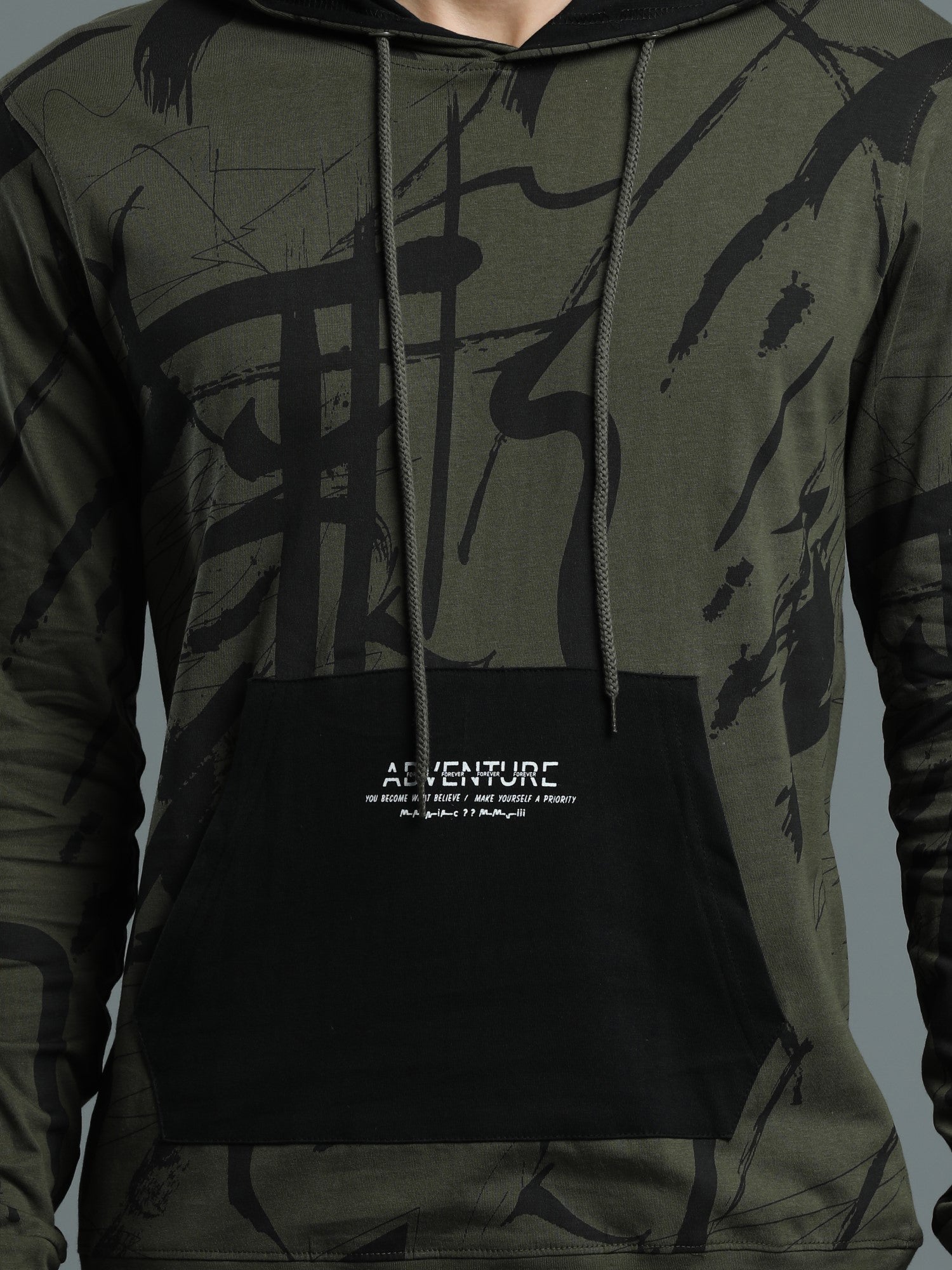 Adventure Olive Green Hoodie T-shirt