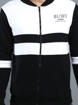 Color Block Black, White Full Zip Jacket