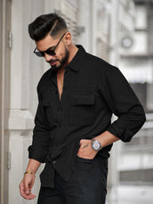 Black full sleeve elliot knit lycra shirt for men - view 5