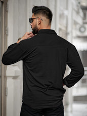 Black full sleeve elliot knit lycra shirt for men - view 4