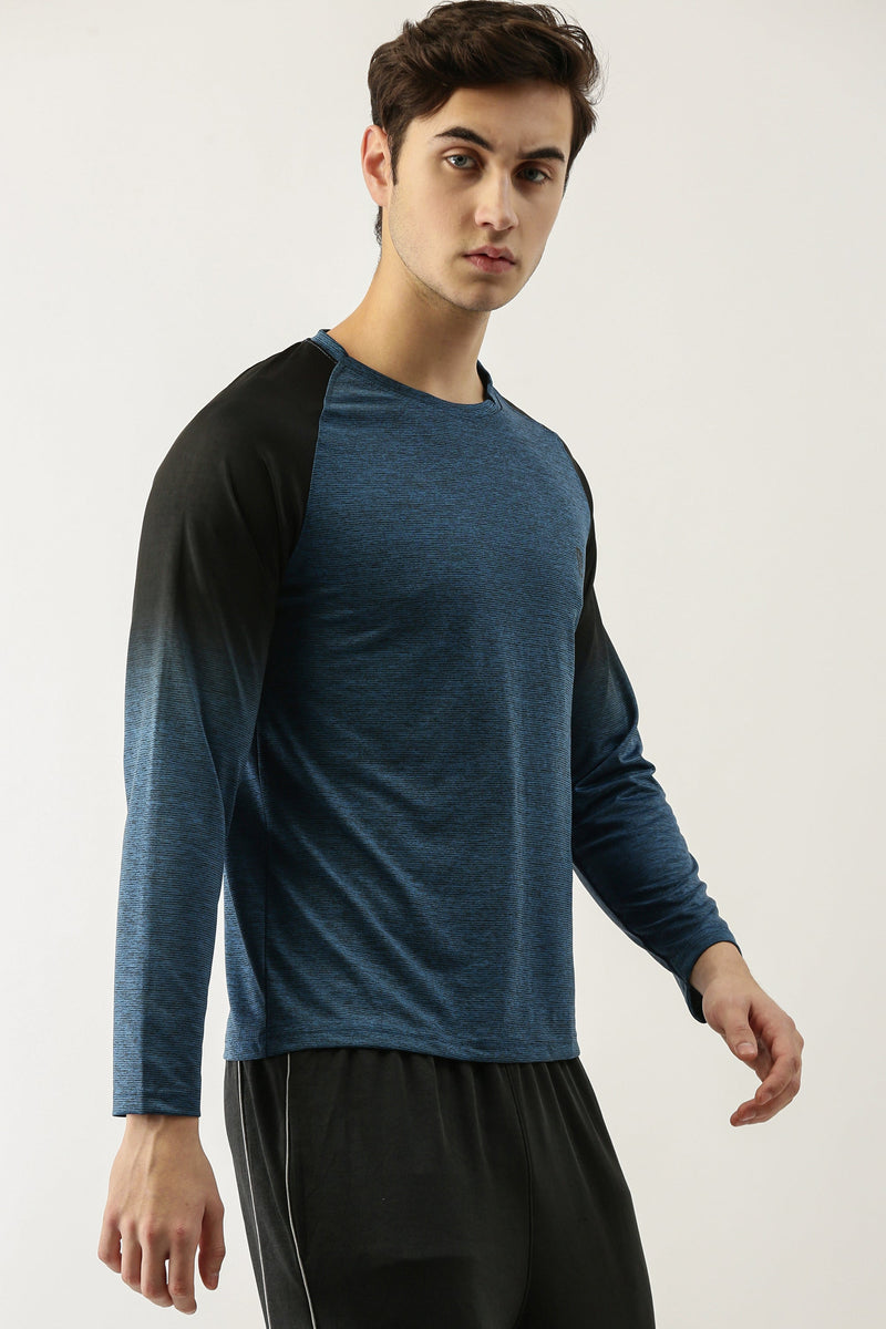 Ombre Sleeves Navy Sports T-shirt