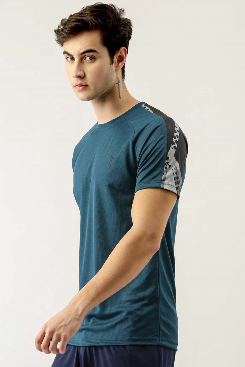 Camou Train Teal Blue Sports T-shirt