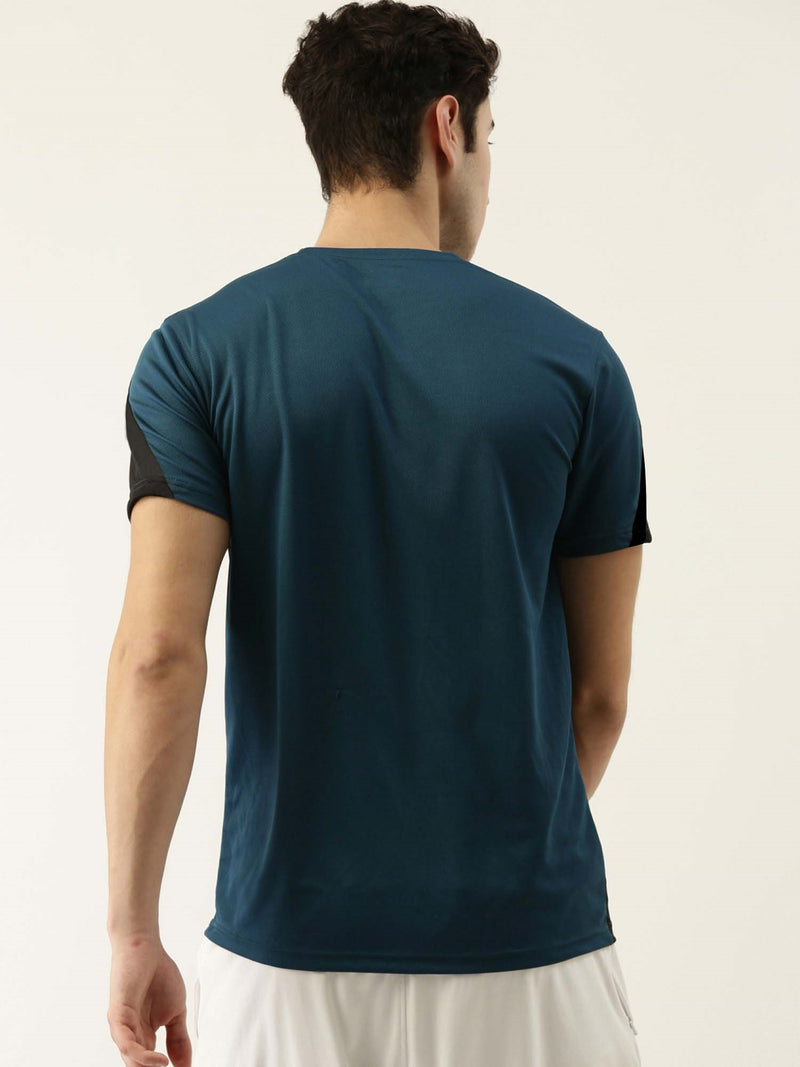 Teal Contrast Panel Sports T-shirt