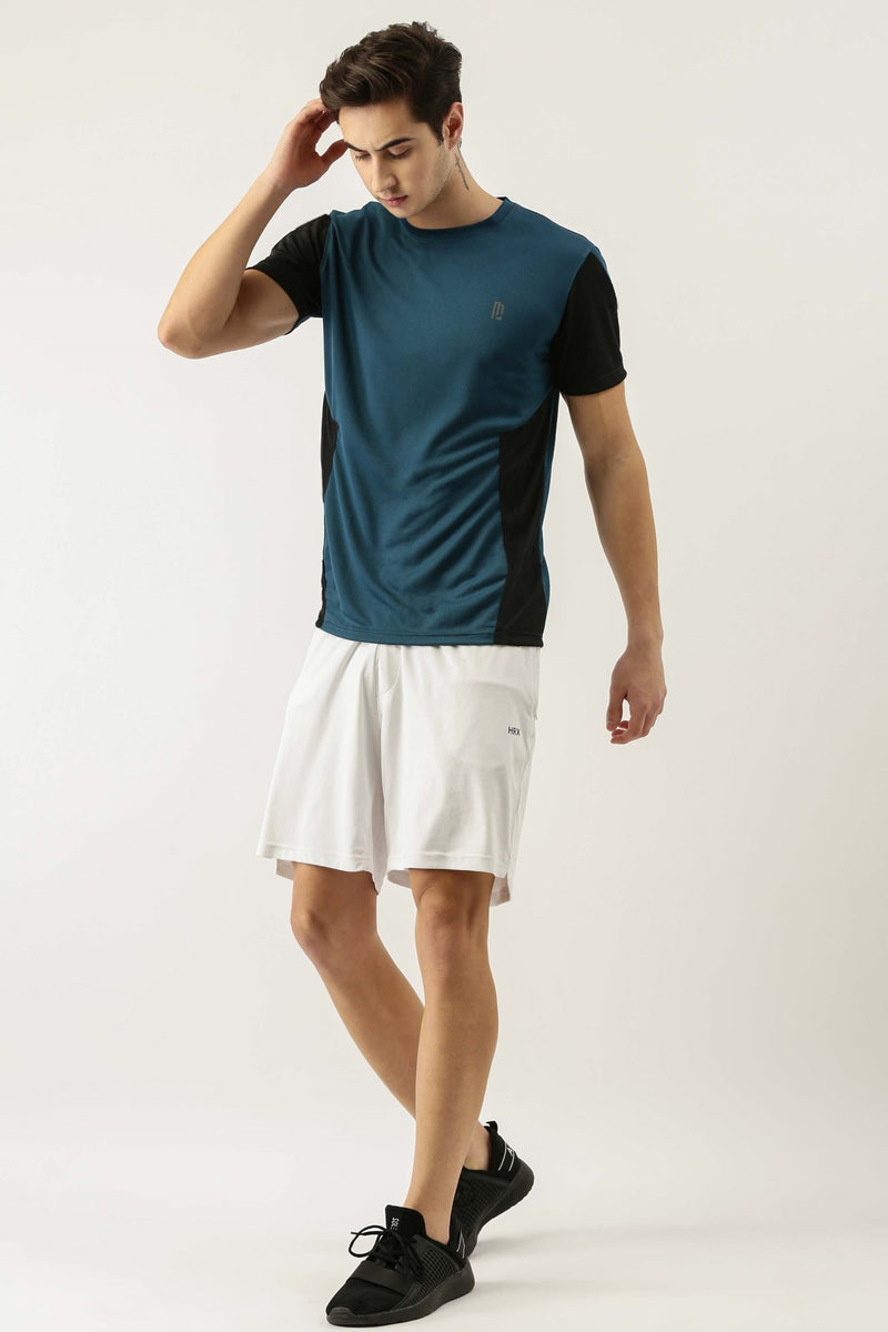 Teal Contrast Panel Sports T-shirt