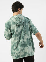 Tie Dye Green psychedlic paisley Oversized Hoodie T-Shirt