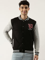 Varsity Black Grey Full Sleeve Jacket