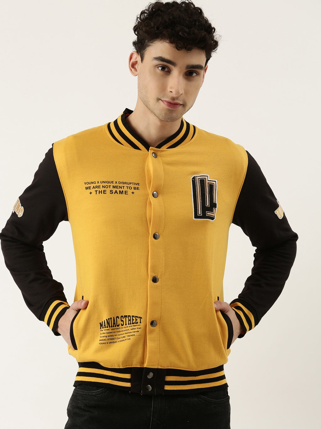 Buy New Perspective Black Yellow Varsity Jacketfrom Maniac Life store L