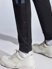 Grey Side Tape Detail Black Joggers