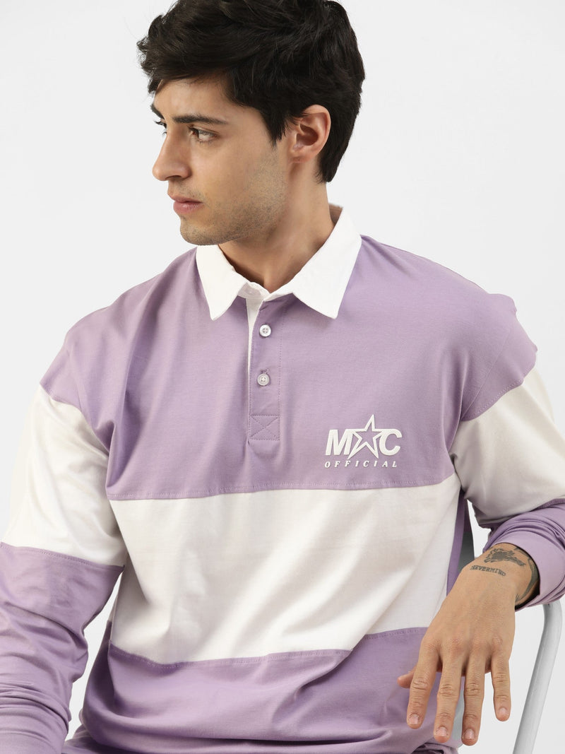 Offical Lavender White Oversized Polo T-Shirt
