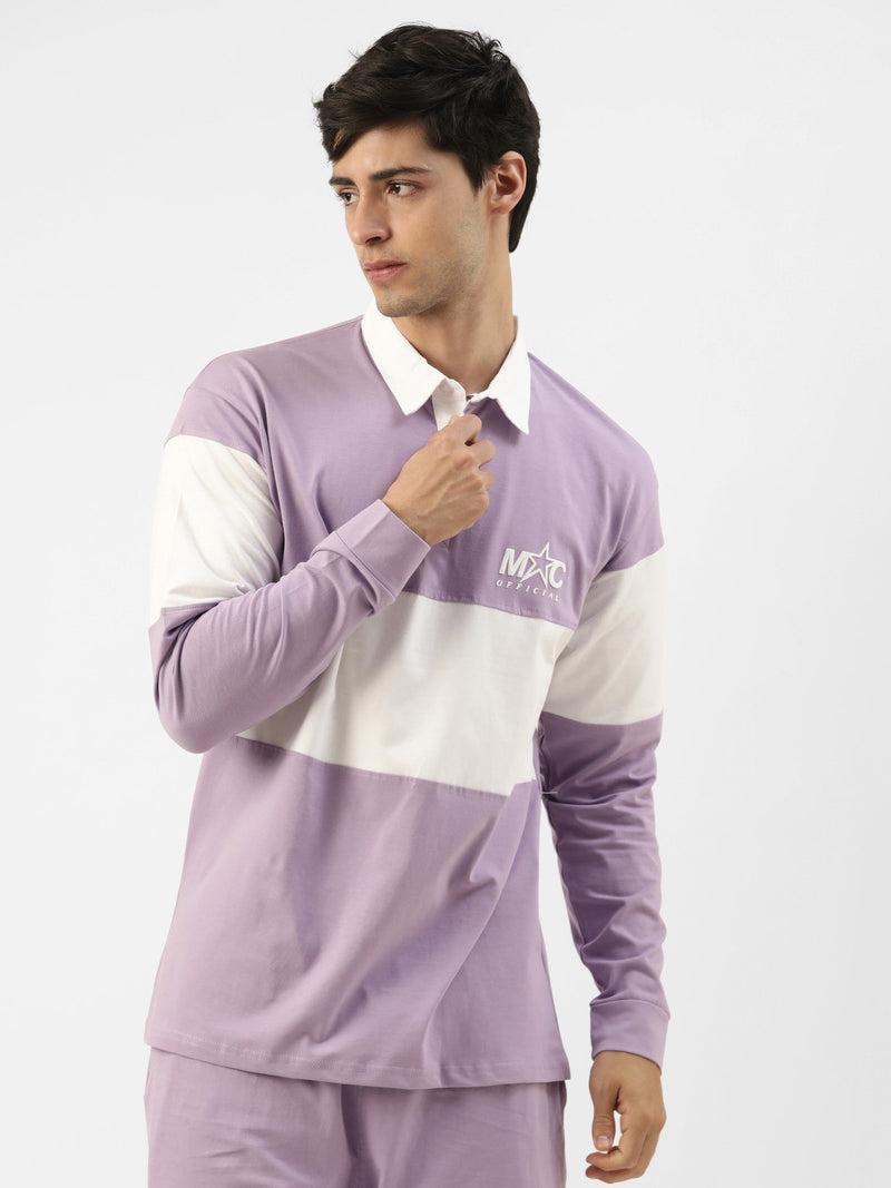 Offical Lavender White Oversized Polo T-Shirt