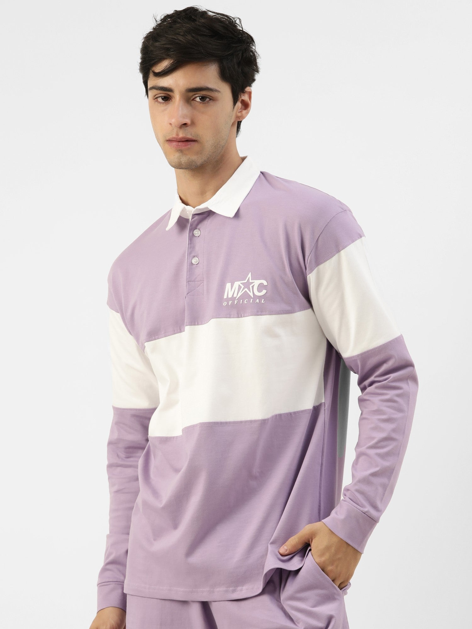 Official Lavender White Oversized Polo T-Shirt