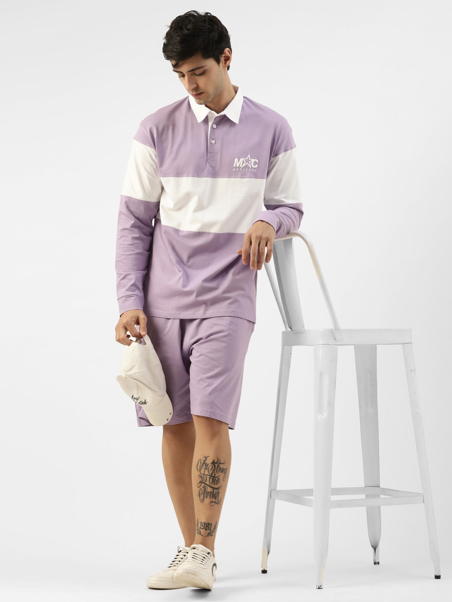 Official Lavender White Oversized Polo T-Shirt