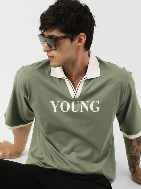 Young Hunter Green Oversized Polo T-shirt