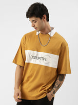 Disruptive Mustard White Oversized Polo T-shirt