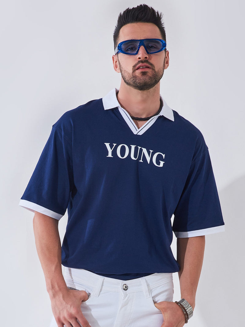 Young Navy Oversized Polo T-shirt