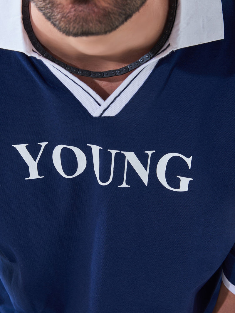 Young Navy Oversized Polo T-shirt