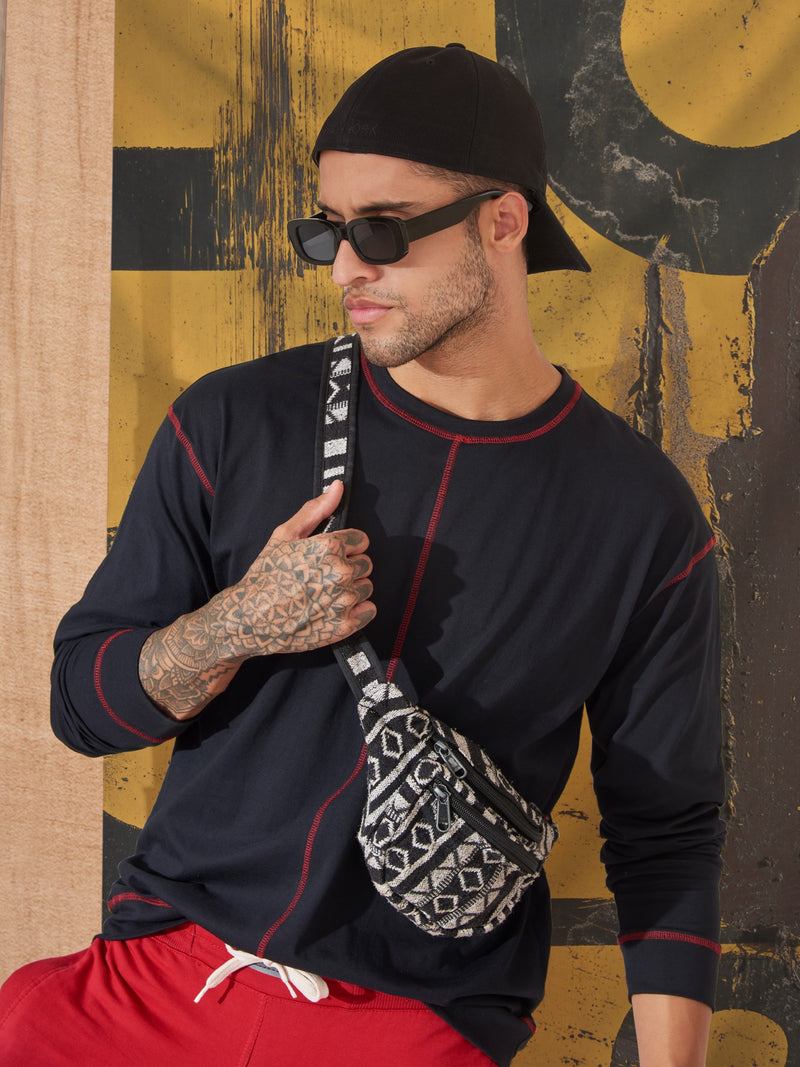 Corn Stitch Black Oversized T-shirt
