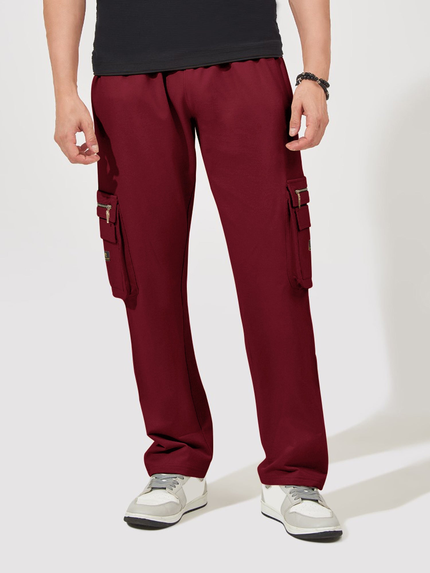 Baggy Side Zip Pocket Burgundy Cargo