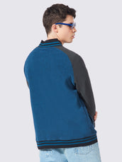 Solid Navy Varsity Full Sleeve Jacket