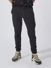 Black Solid Stich Joggers