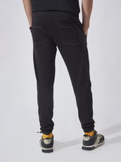 Black Solid Stich Joggers