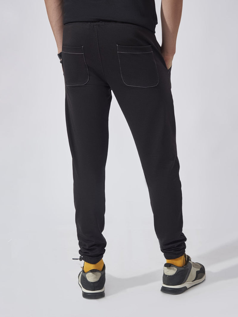 Black Solid Stich Joggers