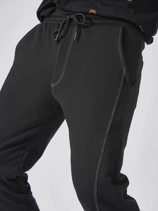 Black Solid Stich Joggers