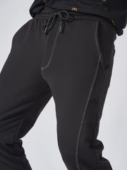 Black Solid Stich Joggers