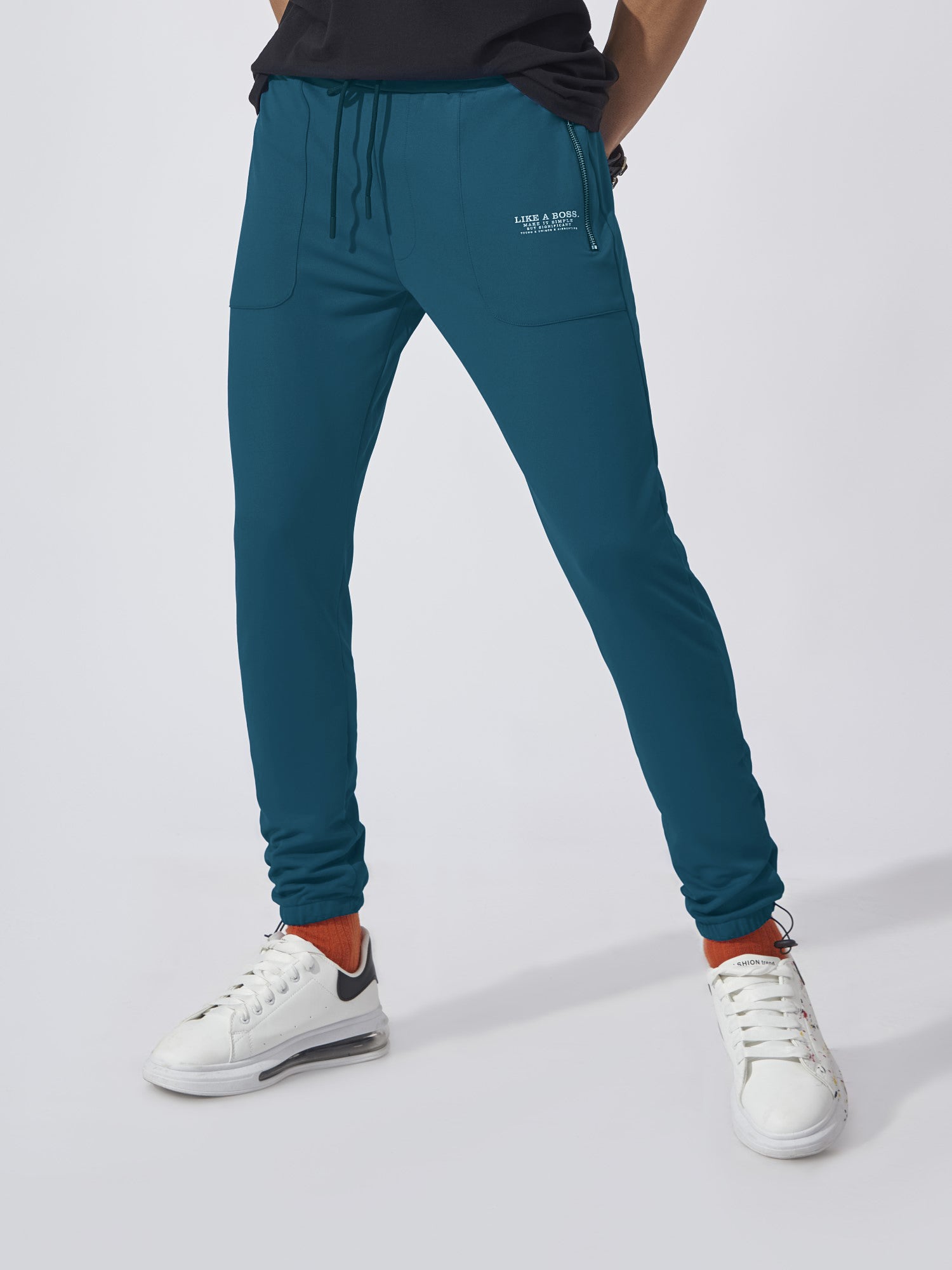 Denim Blue Boss Printed Joggers