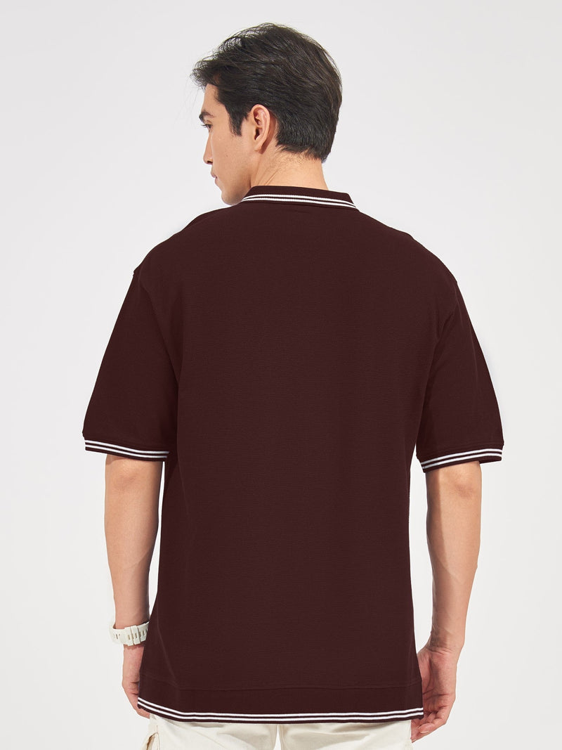 Triple Tuck Burgundy Oversized T-Shirt