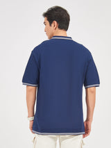 Triple Tuck Navy Oversized T-Shirt
