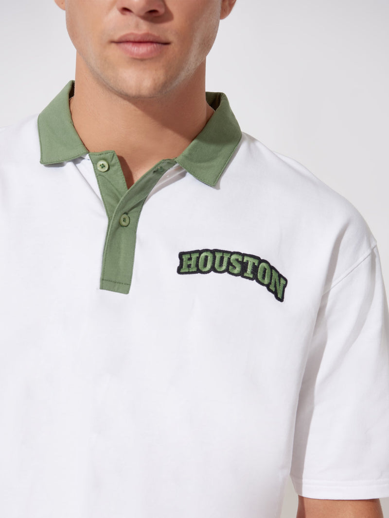 Houston White Oversized Polo T-Shirt